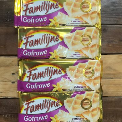 4x Familijne Waffles Wafers with Vanilla Flavoured Cream (4x130g)