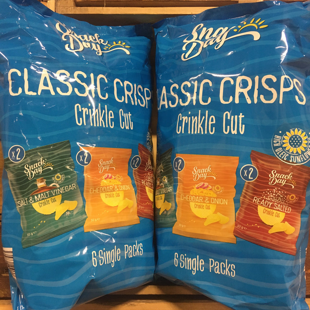 12x Snack Day Variety Crinkle Cut Crisps (2 Packs of 6x30g) & Low Price