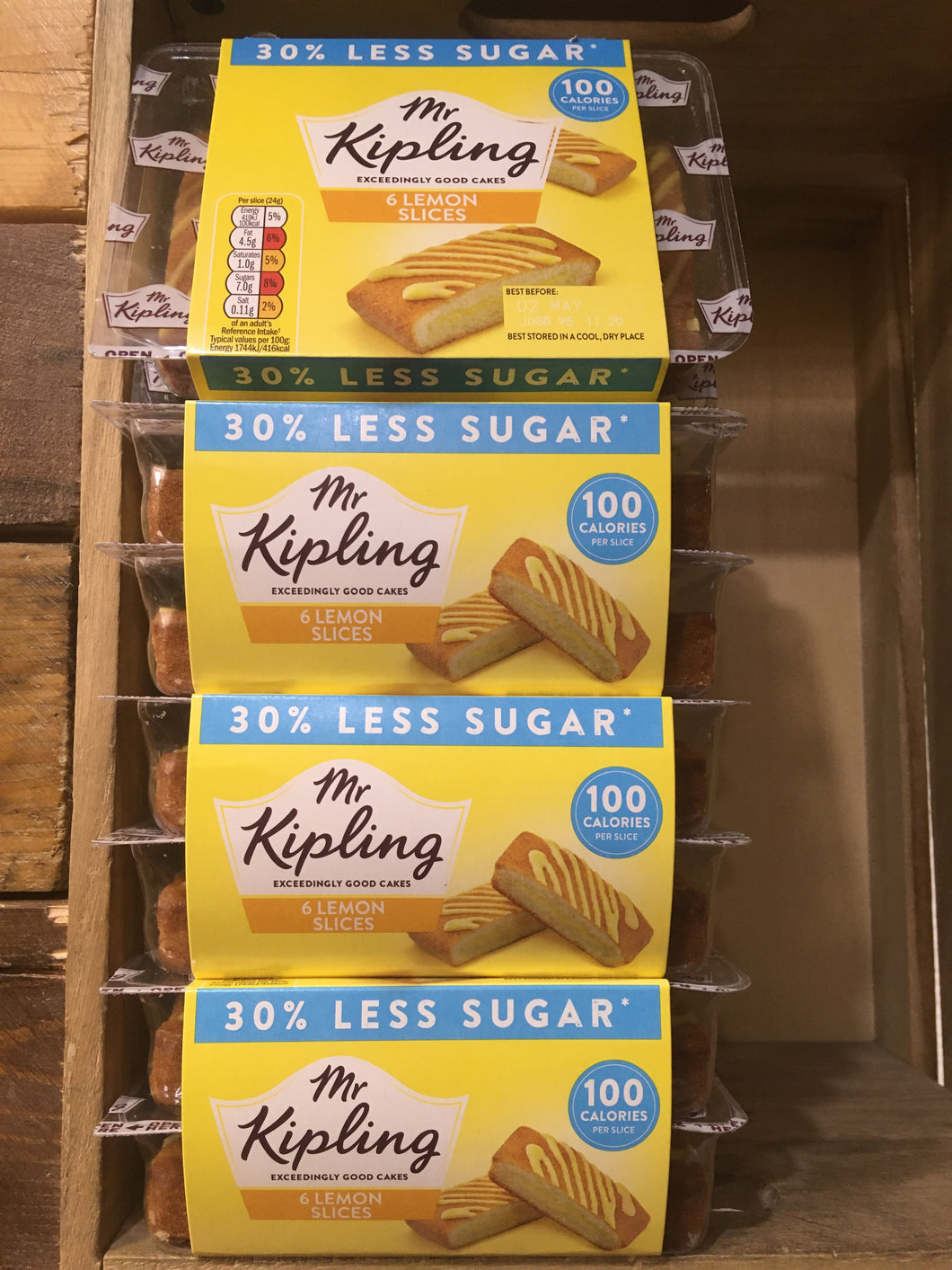 24x Mr Kipling Lemon Slices 30% Less Sugar (4x 6 Packs)