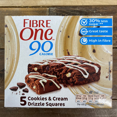 15x Fibre One Cookies & Cream Drizzle Squares (3 Packs of 5x24g)