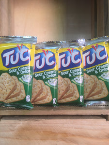 12x Packs of TUC Biscuits Sour Cream & Onion Flavour Snack 6x Biscuit Pack (12x24g)