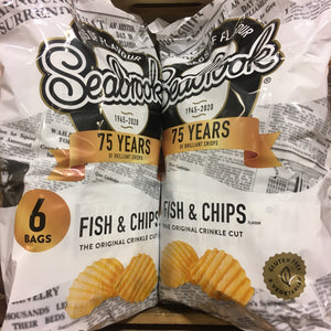 12x Seabrook Fish & Chips Flavour Crinkle Cut Crisps (2 Packs of 6x25g)