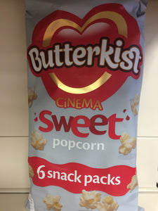 Butterkist Cinema Sweet Popcorn 6x 30g Snack Packs