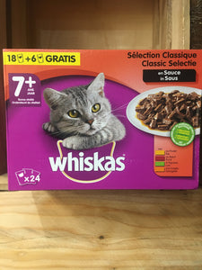 Whiskas 7+, 24 pack Wet Food for Senior Cats, Meaty Selection in Gravy (24 x 100g)