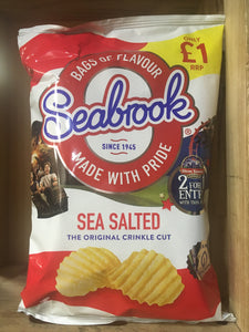 10x Seabrook Sea Salted Crinkle Cut Crisps Sharing Bag Box (10x80g)