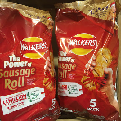 10x Walkers Sausage Roll Flavour Crisps Bags (2 Packs of 5x25g)