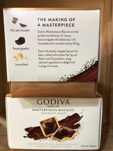 20x Godiva Masterpiece Biscuits Dark Ganache Heart (2 Box's of 10 Biscuits)