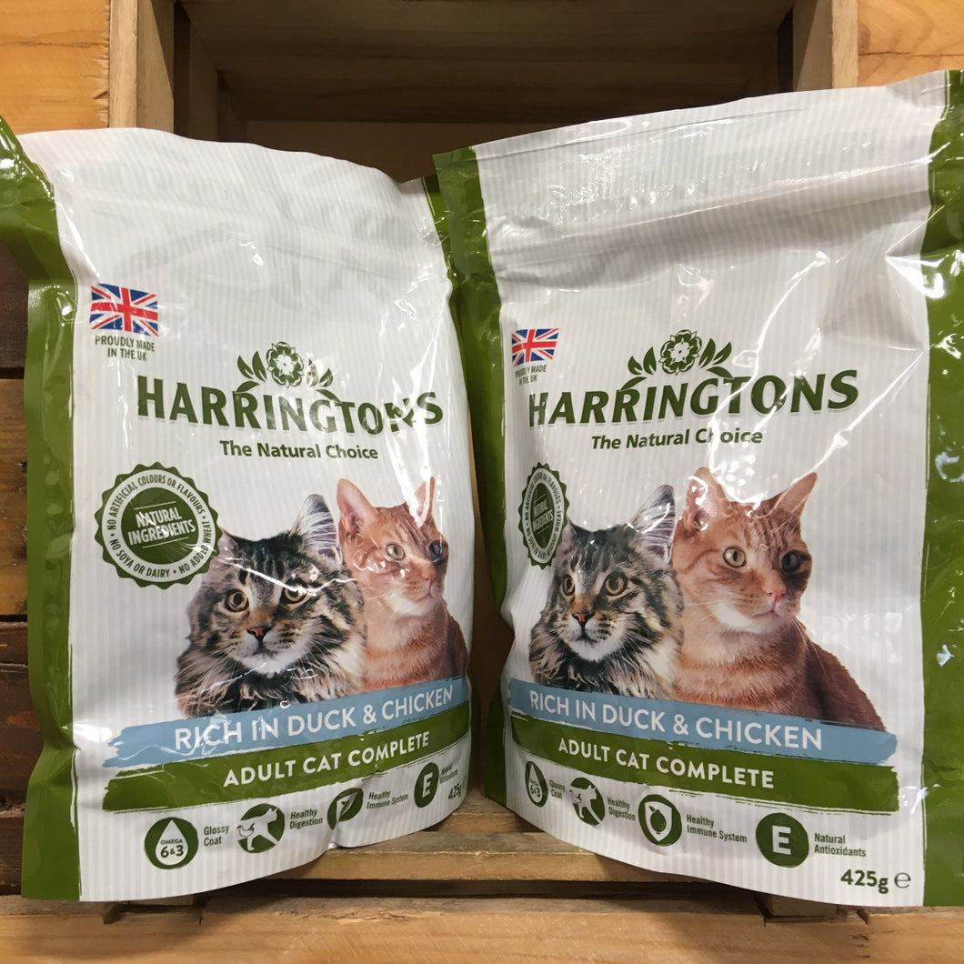 2x Harringtons Adult Dry Cat Food Rich in Duck & Chicken (2x425g)