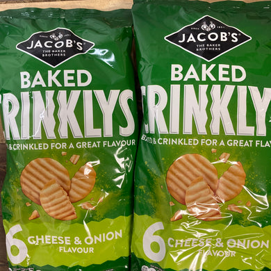 12x Jacob's Crinklys Cheese & Onion Snacks (2 Packs of 6x25g)