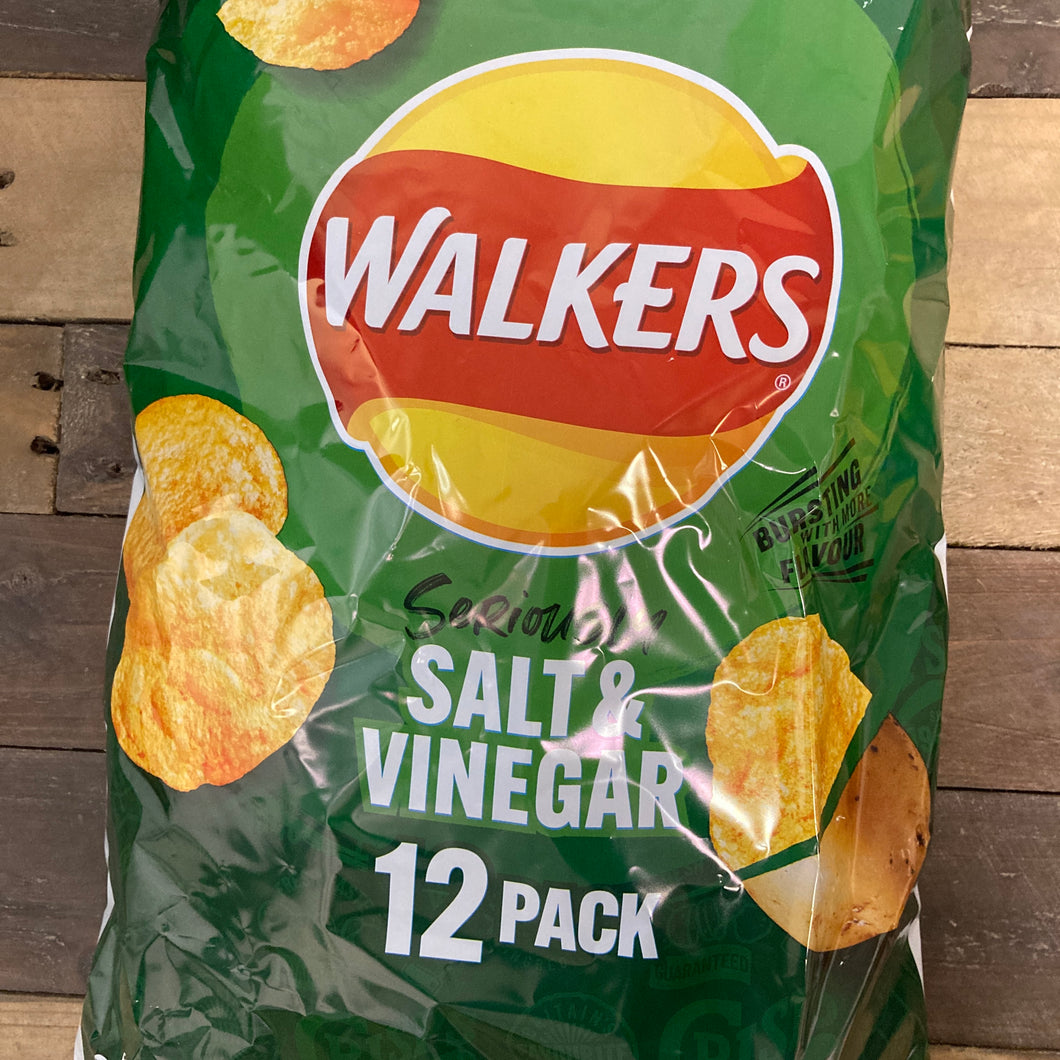 12x Walkers Salt & Vinegar Crisps (1 Pack of 12x25g) & Low Price Foods Ltd