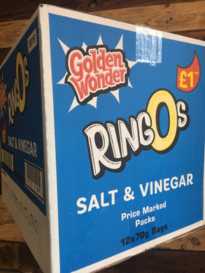 12x Golden Wonder Salt & Vinegar Ringos Sharing Bag (12x70g)