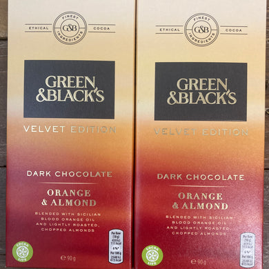 3x Green & Black's Velvet Edition Orange & Almond Bars (3x90g)