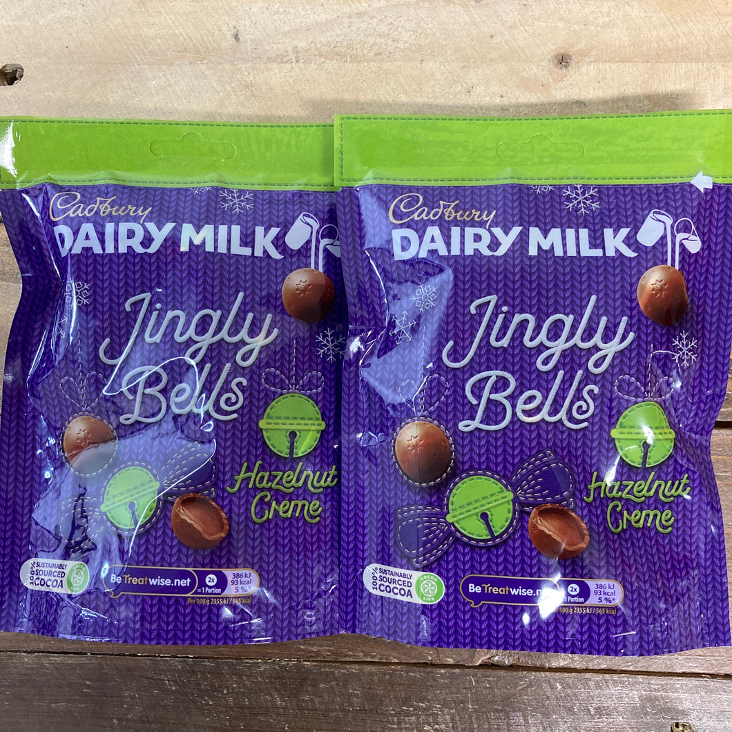 2x Cadbury Dairy Milk Jingly Bells Hazelnut Creme Chocolate Bags (2x73g)