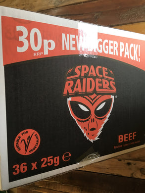 36x Space Raiders Beef Corn Snacks (36x25g)