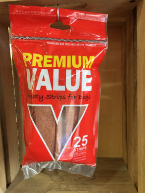 Premium Value Meaty Strips for Dogs 25 Strips 225g