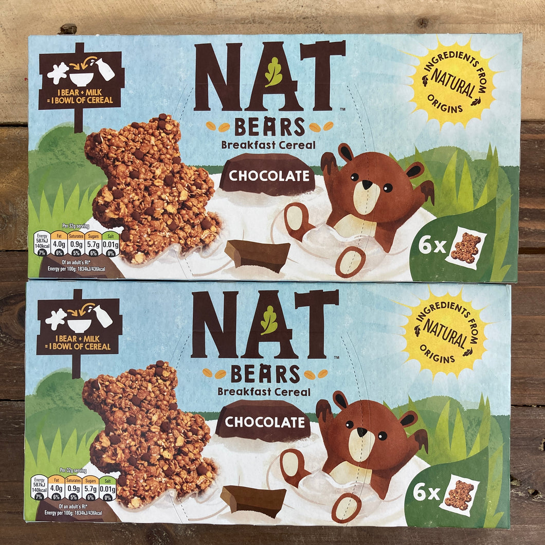 12x Nat Bears Chocolate Cereal (2 Packs of 6x32g)