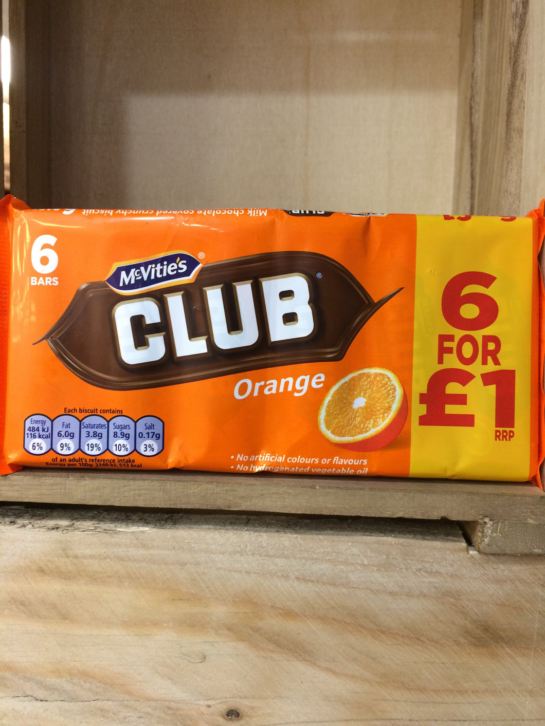 McVities Club Orange 6x Bars 132g