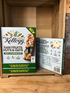 16x Kellogg Raw Fruits, Nuts & Oats, Apple & Pumpkin Seed Bars (4 Packs of 4x30g)