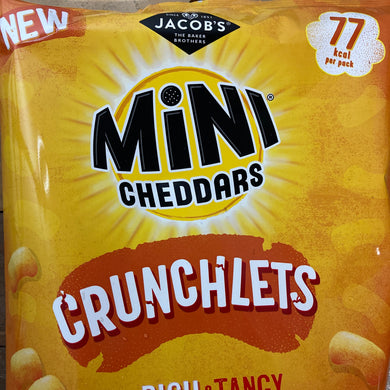 12x Jacobs Mini Crunchlets Tangy Cheddar Bags (2 Packs of 6x17g)