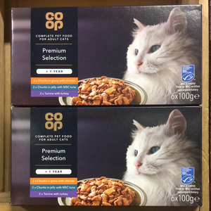 12x Co-op Premium Cat Food Selection Foil Trays (2 Packs of 6x100g)