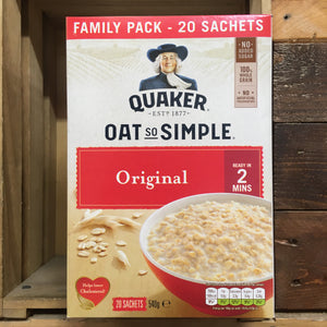 20x Quaker Oat So Simple Original Porridge Sachets (20x27g)