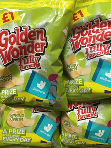 15x Golden Wonder Spring Onion Flavour Crisps £1 Share Bags (15x75g)