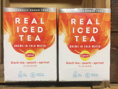 30x Lipton Real Iced Black Tea, Peach & Apricot Tea Bags (2 Packs of 15xBags)