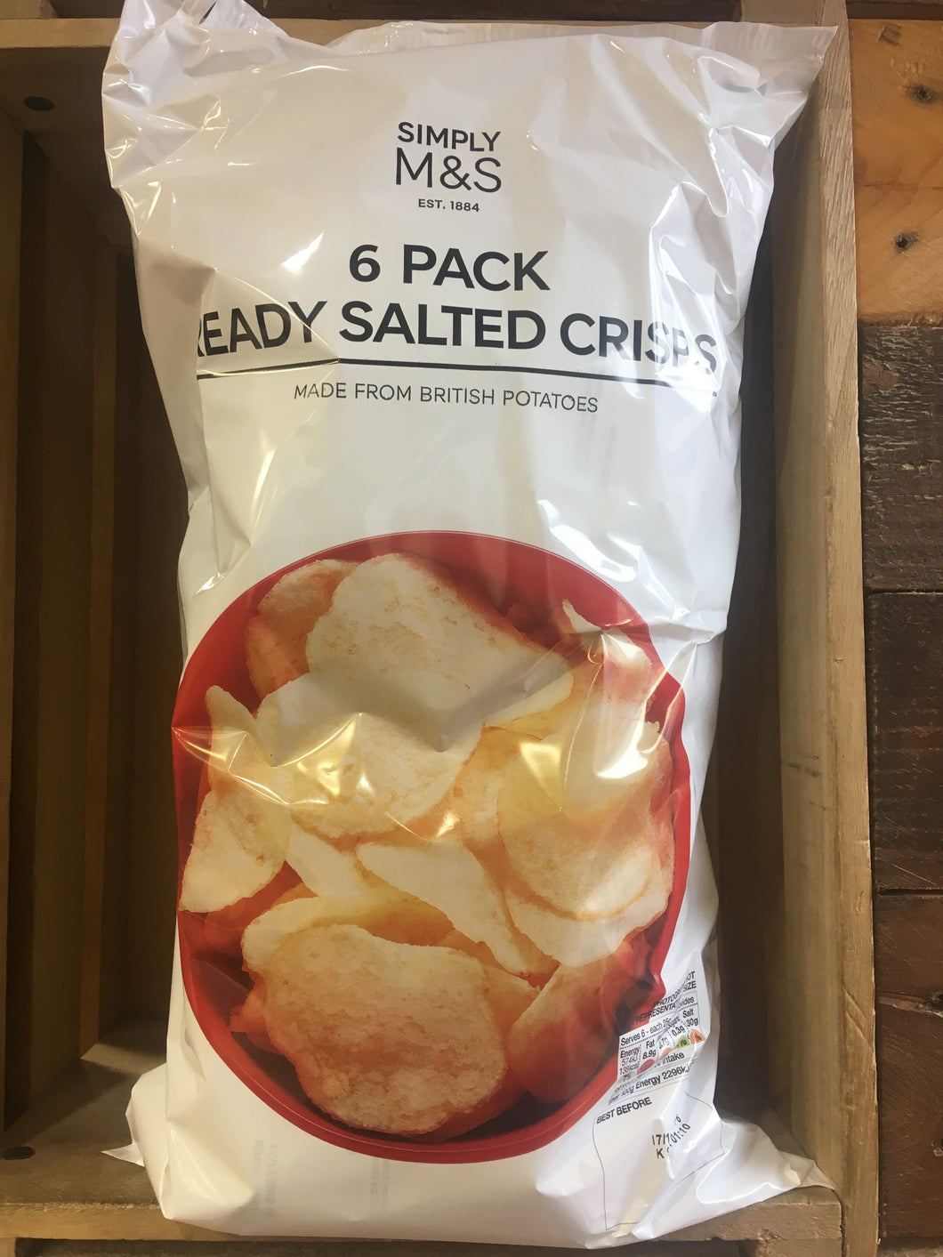M&S Ready Salted Crisps 6 Pack (6x25g)