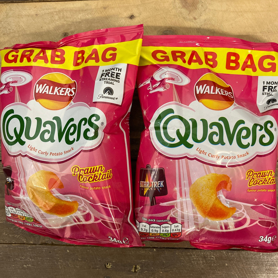 Quaver Fish 6x Walkers Quavers Prawn Cocktail Grab Bags (6x34g) & Low Price Foods Ltd