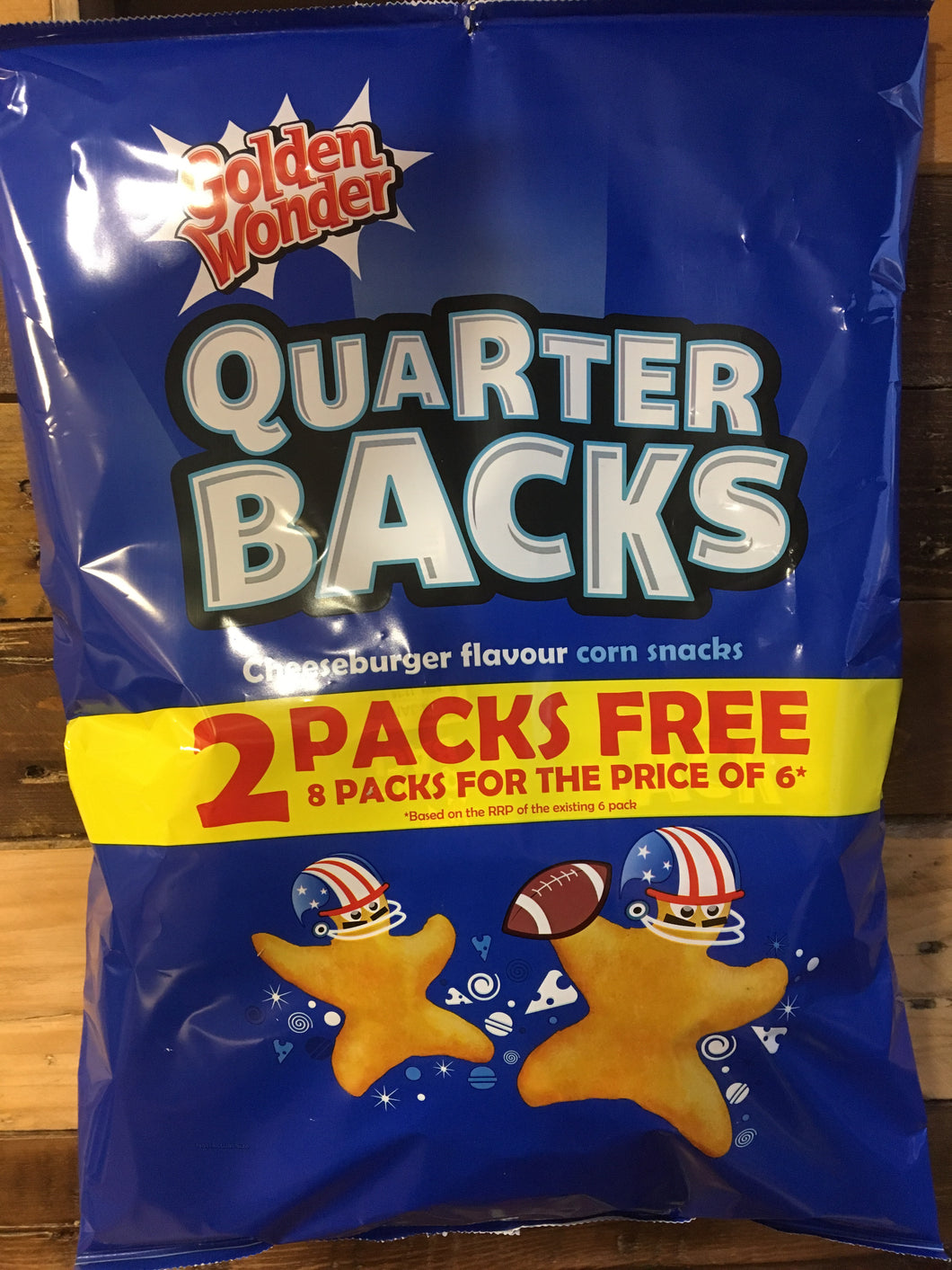Golden Wonder Quarter Backs Cheeseburger Flavour Corn Snacks 8 Pack (8x16g)