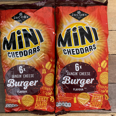 12x Jacobs Mini Cheddars Bangin Cheese Burger Bags (2 Packs of 6x23g)