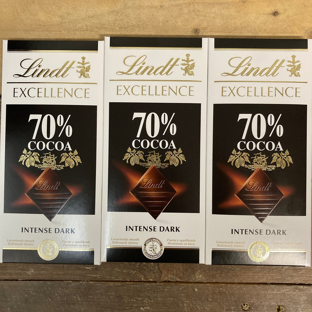Lindt Excellence Dark 70% Cocoa Chocolate Bar 100g