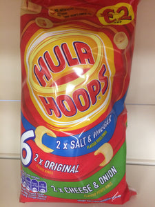 12x Hula Hoops Assorted Flavours Bags (2 Packs of 6x24g Bags)