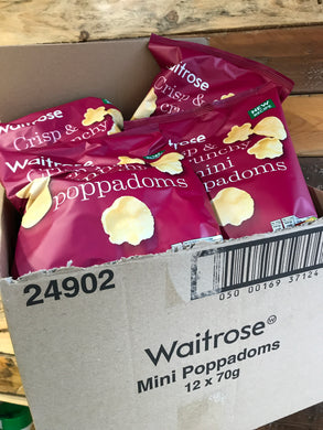 12x Waitrose Crisp & Crunchy Mini Poppadoms (12x70g)