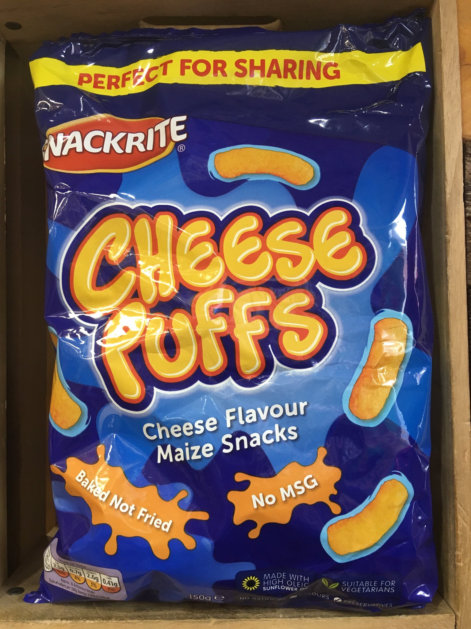 Snackrite Cheese Puffs Cheese Flavour Snack Sharing Bag 150g & Low ...