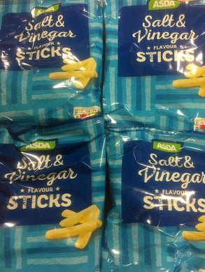 4x Bags of ASDA Salt & Vinegar Sticks (4x150g)