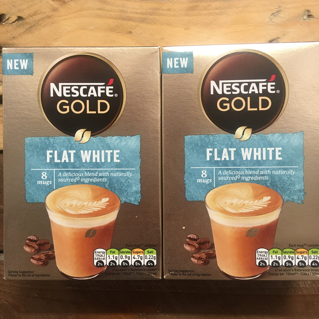 16x Nescafe Gold Flat White Instant Coffee Sachets (2 Boxes of 8 Sachets)
