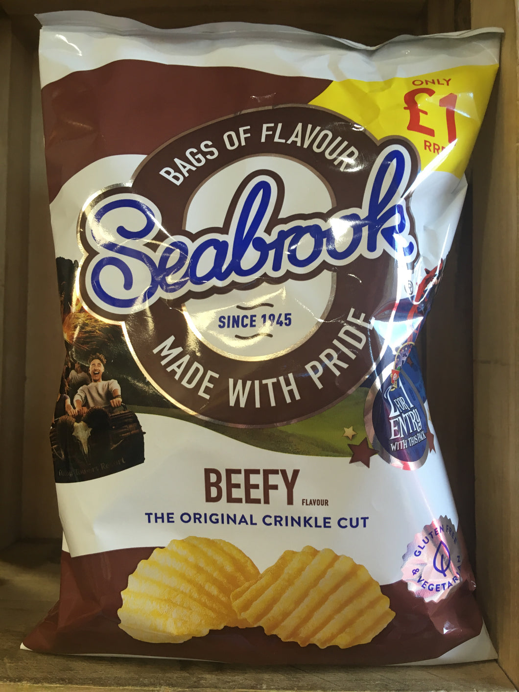 Seabrook Beefy Flavour Crinkle Cut Crisps Sharing Bag 80g