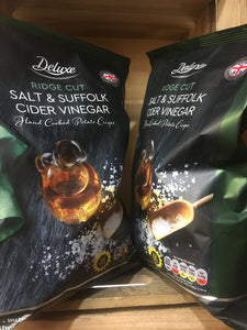 2x Deluxe Ridge Cut Salt & Suffolk Cider Vinegar Crisps Share Bags (2 Packs x150g)