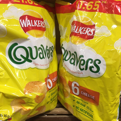 12x Walkers Quavers Cheese Snacks (2 Packs of 6x16g)