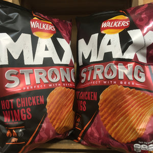 2x Walkers Max Strong Hot Chicken Wings Crisps £2 Share Bags (2x150g)