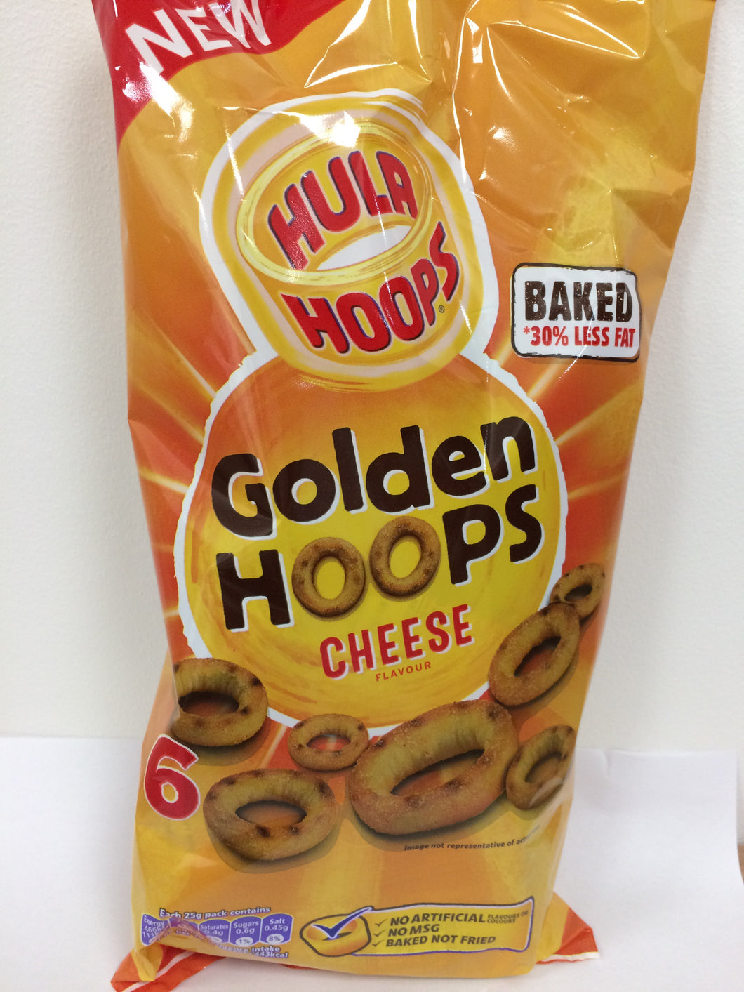 Hula Hoops Golden Hoops Cheese Flavour 6x 25g Bags