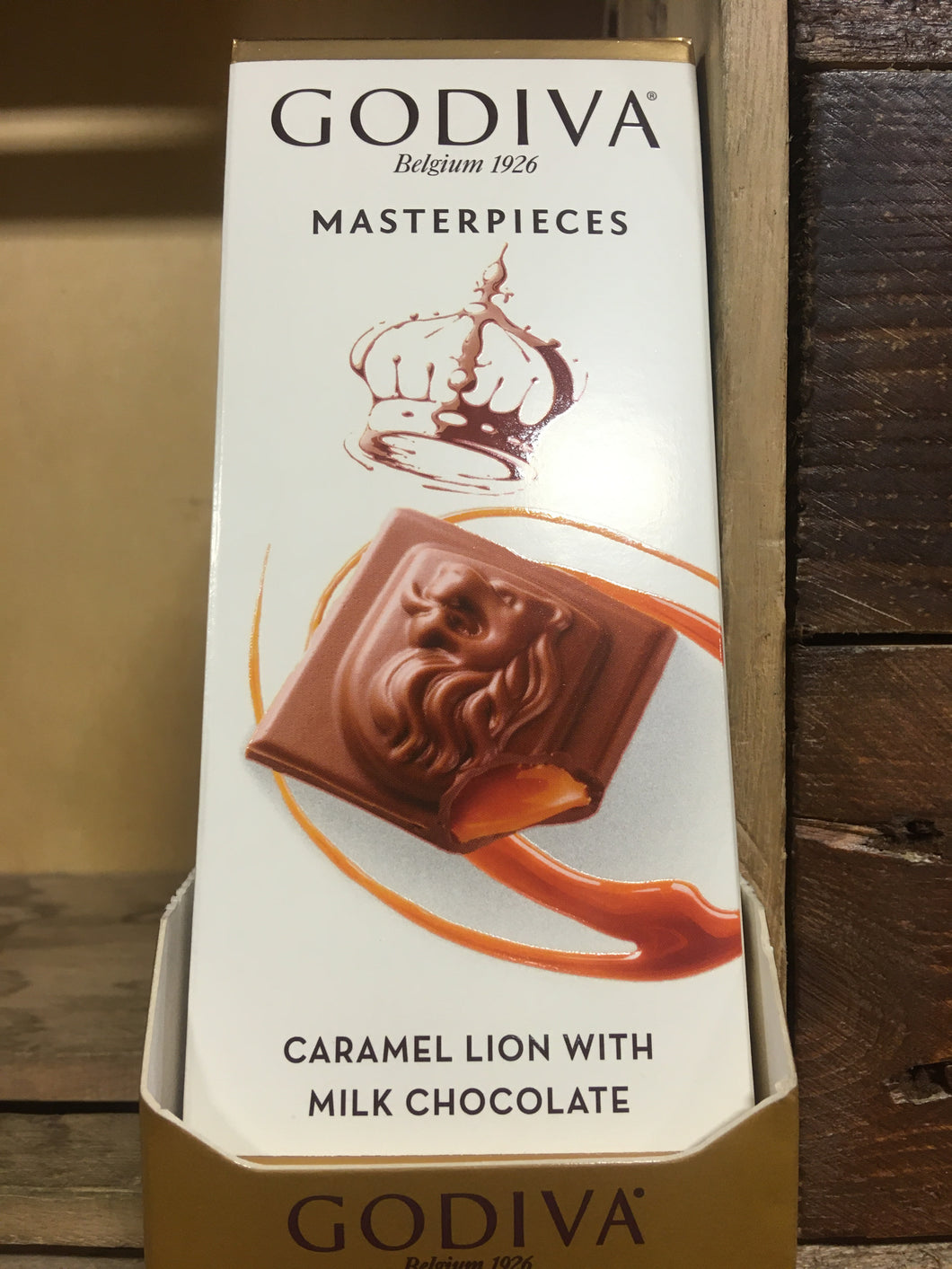 4x Godiva Masterpieces Caramel Filled Belgian Milk Chocolate Bar Lions (4x83g)