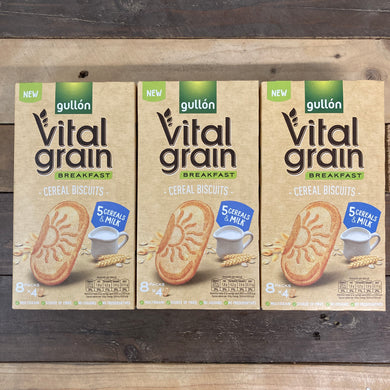 24x Gullón Vital Grain Breakfast Biscuits 5 Cereals & Milk Packs (3 Boxes of 8x50g)