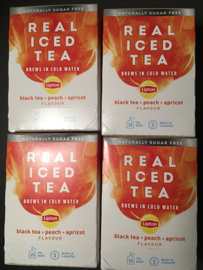 75x Lipton Real Iced Black Tea, Peach & Apricot Tea Bags (5 Packs of 15xBags)