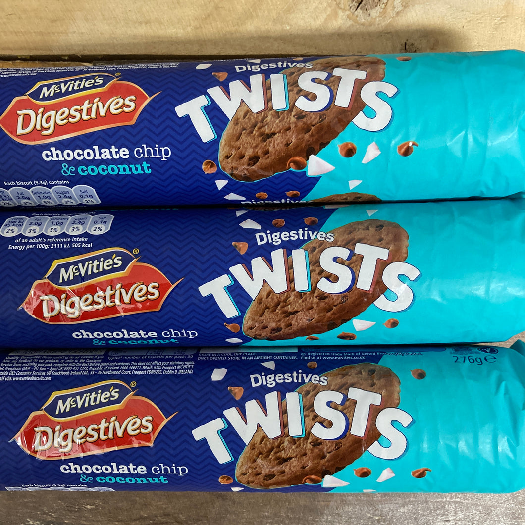 3x McVitie's Digestives Twists Chocolate Chip & Coconut (3x276g)