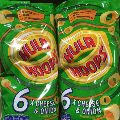 24x Hula Hoops Cheese & Onion Crisps  (4 Packets of 6x24g)