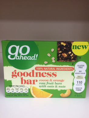 Go Ahead Goodness Bar Cocoa & Orange 4x 30g Bars