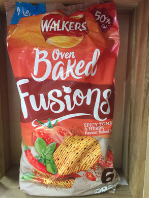 Walkers Oven Baked Fusions Spicy Tomato & Herb Snacks 25g x 6 per pack