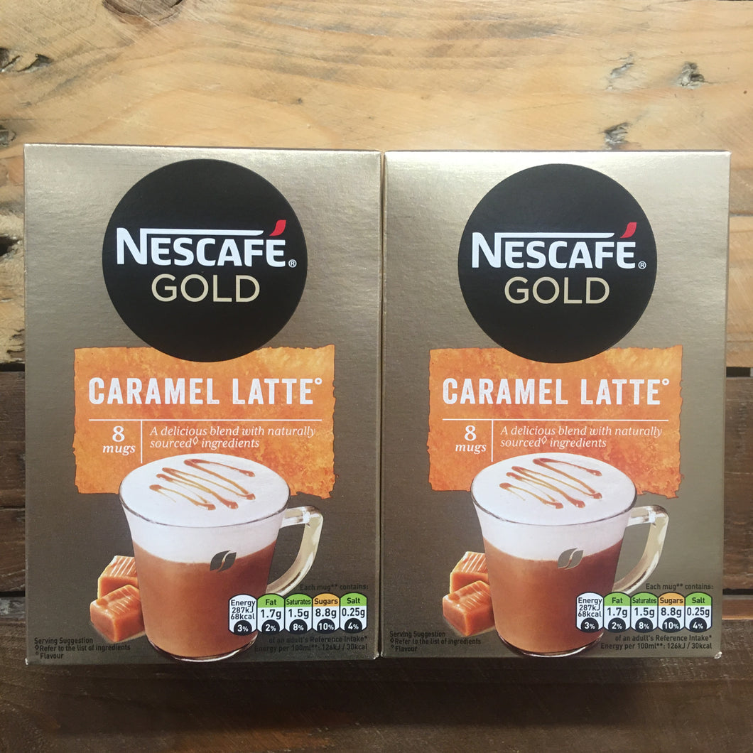 16x Nescafe Gold Latte Caramel Coffee Sachets (2 Boxes of 8 Sachets)